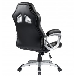 Sillón racing alto Vidal similpiel blanca y negra