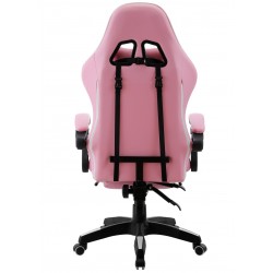 Sillón alto racing Gamer similpiel blanca y rosa