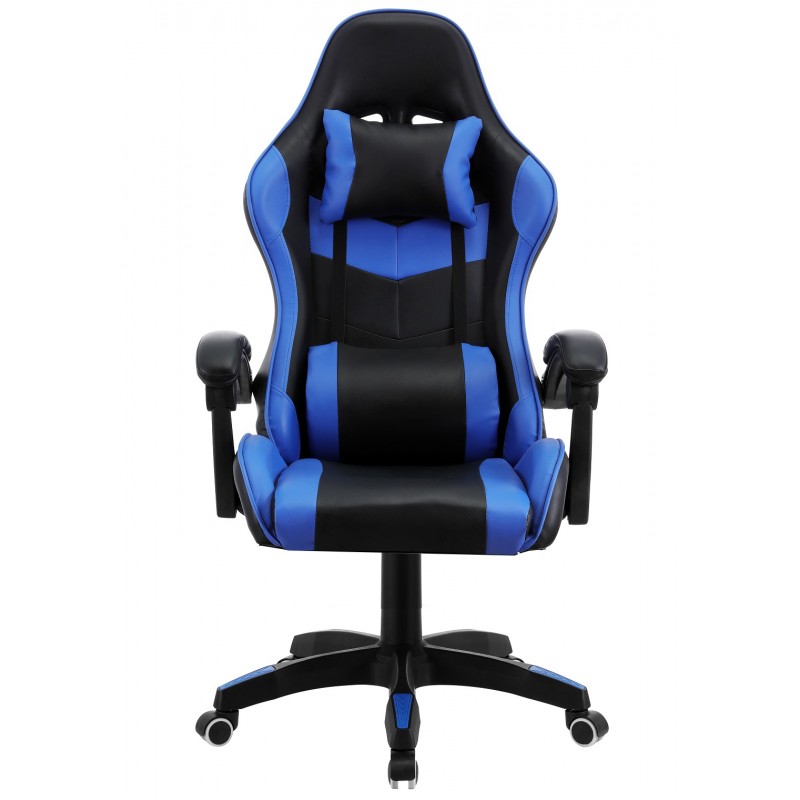 Sillón alto racing Gamer similpiel negra y azul