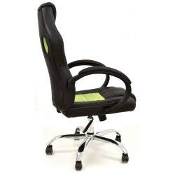 Sillón alto racing Onyx similpiel negra mesh verde