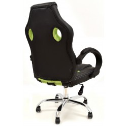 Sillón alto racing Onyx similpiel negra mesh verde