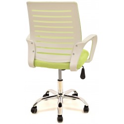 Sillón de oficina blanco con malla y tejido verde