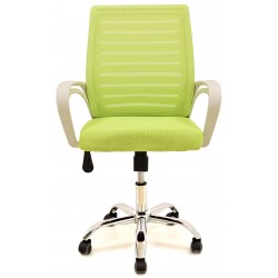 Sillón de oficina blanco con malla y tejido verde