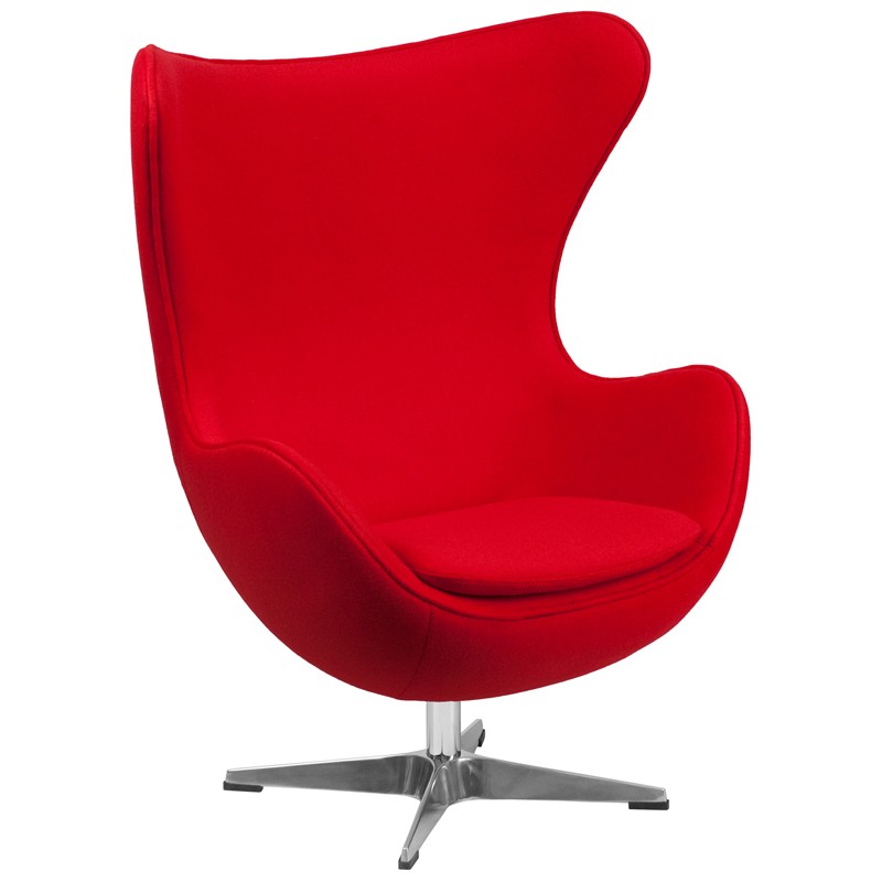 Sillon Egg Cachemir rojo pie cromado