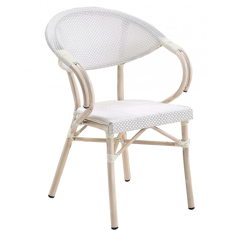 Sillón de diseño apilable bambú marfil teslin blanco