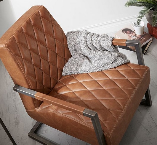 Sillon bugatti hierro tapizado marron