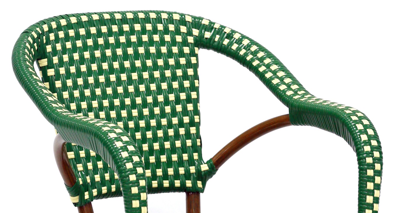 Sillon parisino Arles ratan verde y lino