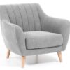 Sillon retro tela gris patas madera