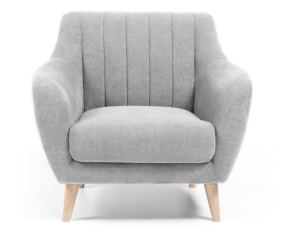 Sillon retro tela gris patas madera