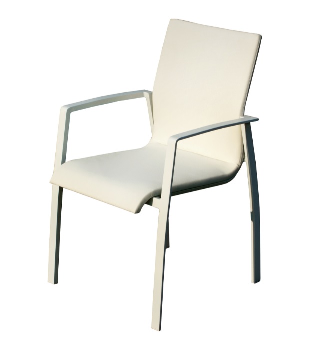 Silla Cuzco aluminio textilene acolchado blanco