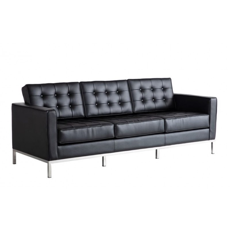 Sofa Florence similpiel negra 3 plazas