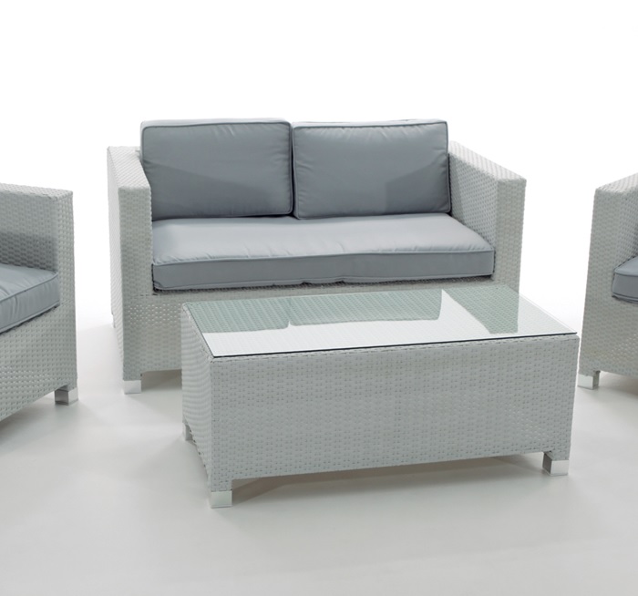 Sofa rattan blanco 2 plazas Artic