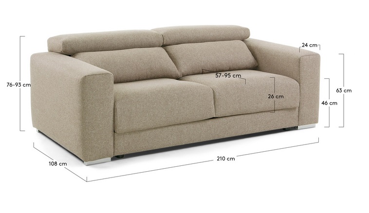 Sofa binari deslizante 3 plazas tela beige