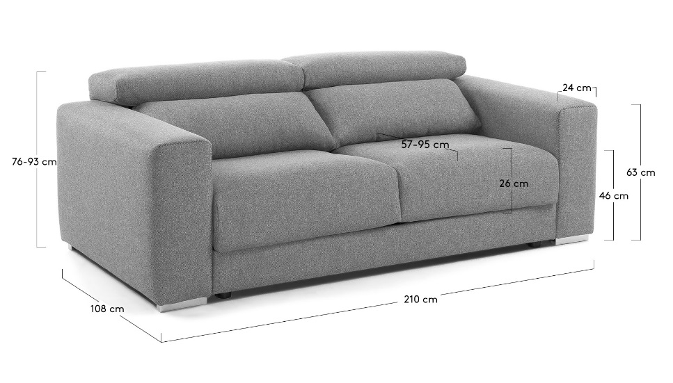 Sofa binari deslizante 3 plazas tela gris