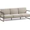 Sofa terraza aluminio marron tapizado beige 3 plazas vela