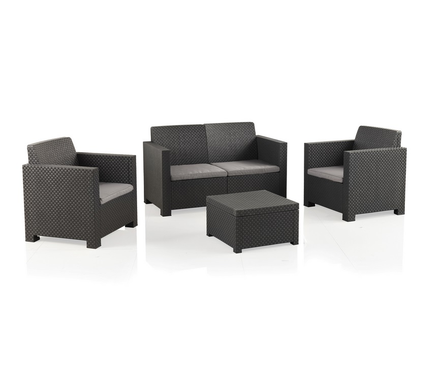 Set sofa terraza ratan antracita Reef