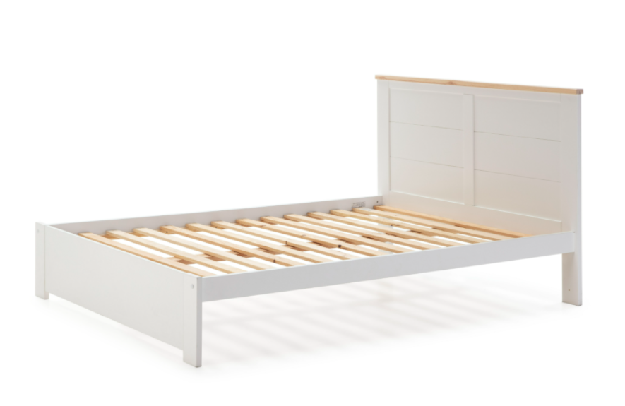 Cama Akira madera DM/PINO blanco 140x190 cm