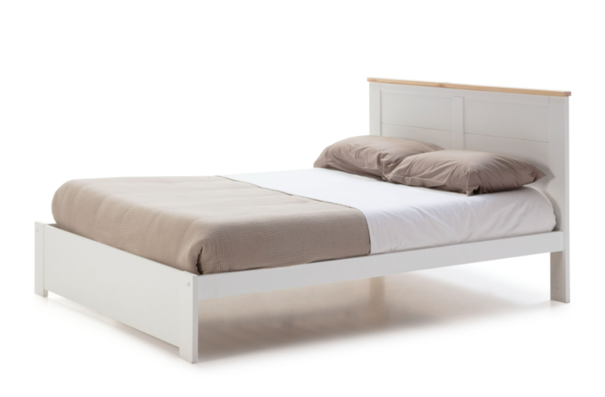 Cama Akira madera DM/PINO blanco 140x190 cm