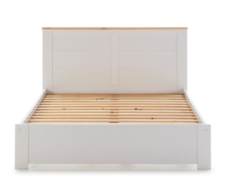 Cama Akira madera DM/PINO blanco 140x190 cm