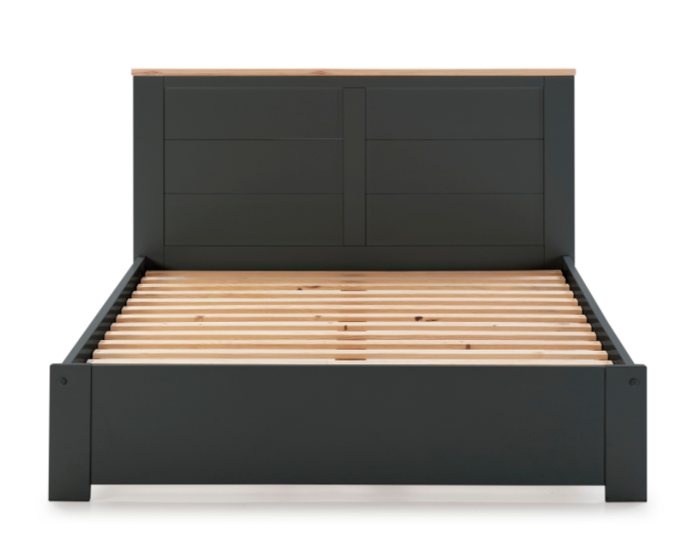 Cama Akira madera DM/PINO gris antracita 140x190cm