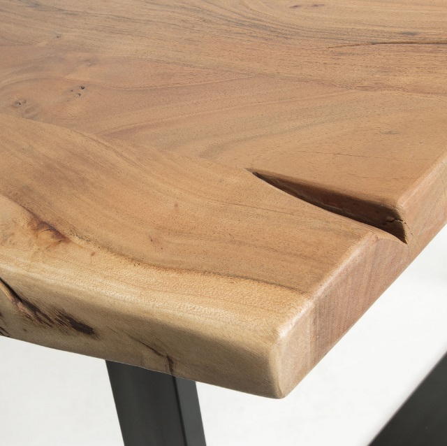 Mesa de comedor wave madera acacia natural metal 180x90cm