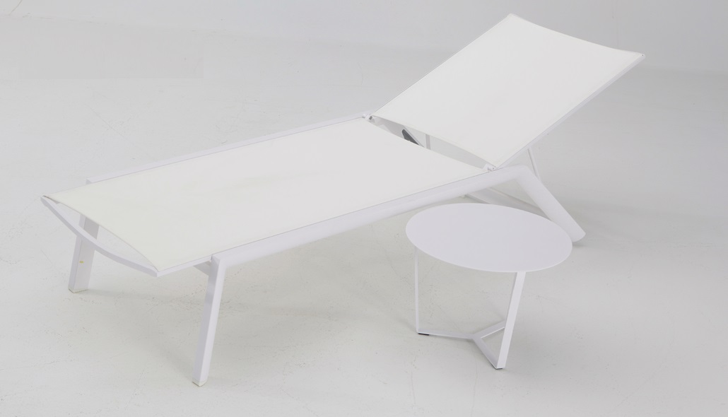 Mesa auxiliar aluminio blanco para tumbona