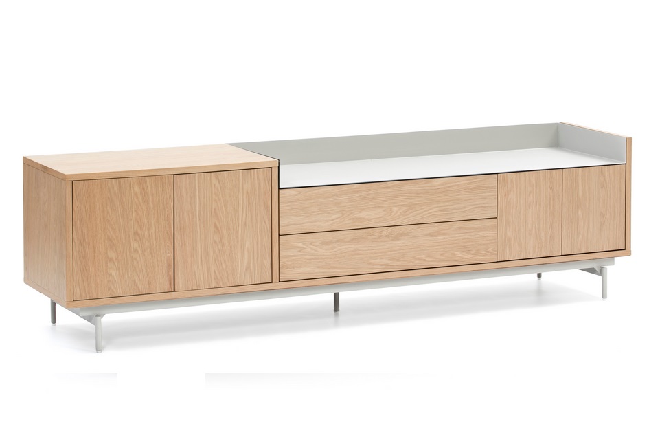 Valley mueble roble bandeja gris claro 180 cm