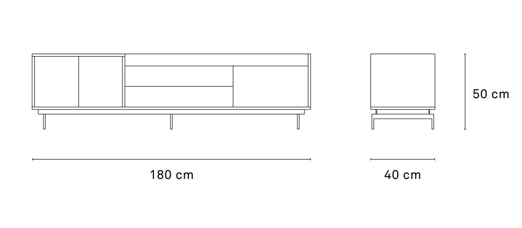 Valley mueble nogal bandeja gris claro 180 cm