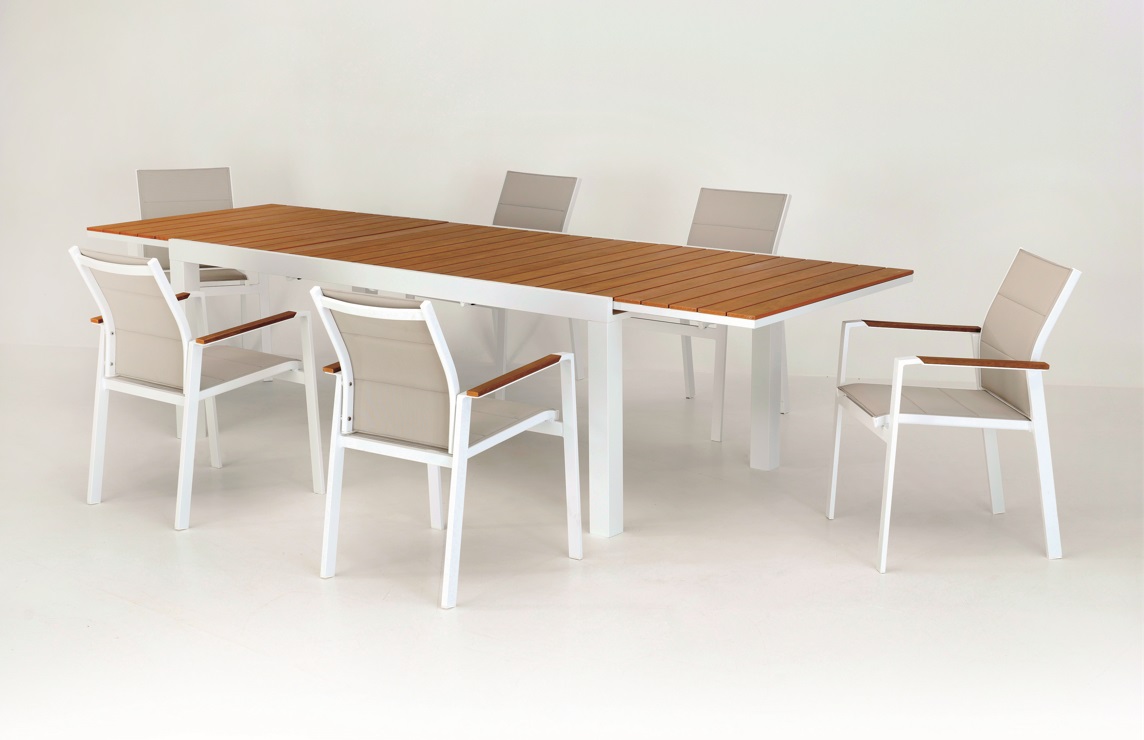 Conjunto vienna aluminio blanco lamas madera poliwood