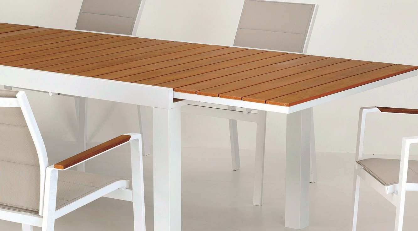 Conjunto vienna aluminio blanco lamas madera poliwood