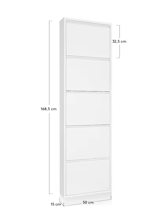 Zapatero metal 5 puertas blanco